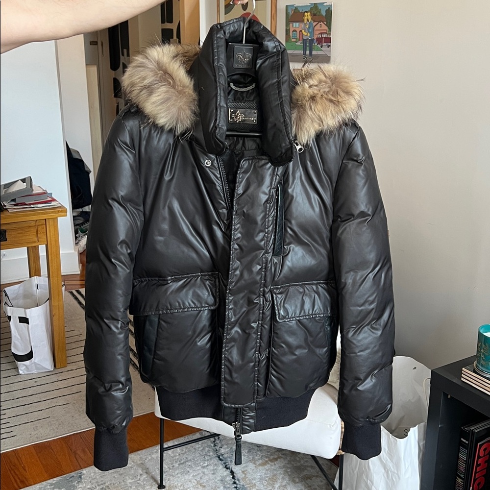 Mackage Elegant Black Embroidered Puffer Jacket